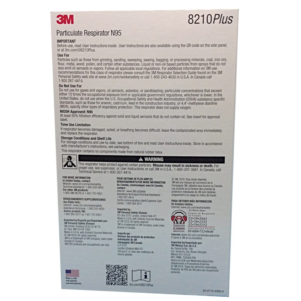 3M Particulate Respirator 8210Plus N95 - FDA Approved (singles) - Slade ...