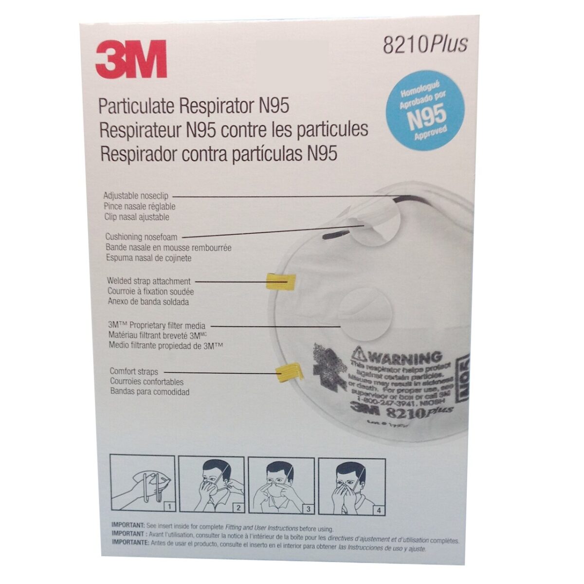 3M Particulate Respirator 8210Plus N95 - FDA Approved (singles) - Slade ...